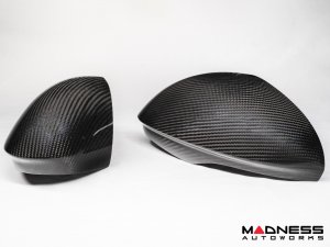 Alfa Romeo Giulia Mirror Covers - Carbon Fiber - Full Replacements - Feroce Carbon - w/ Factory Clips 